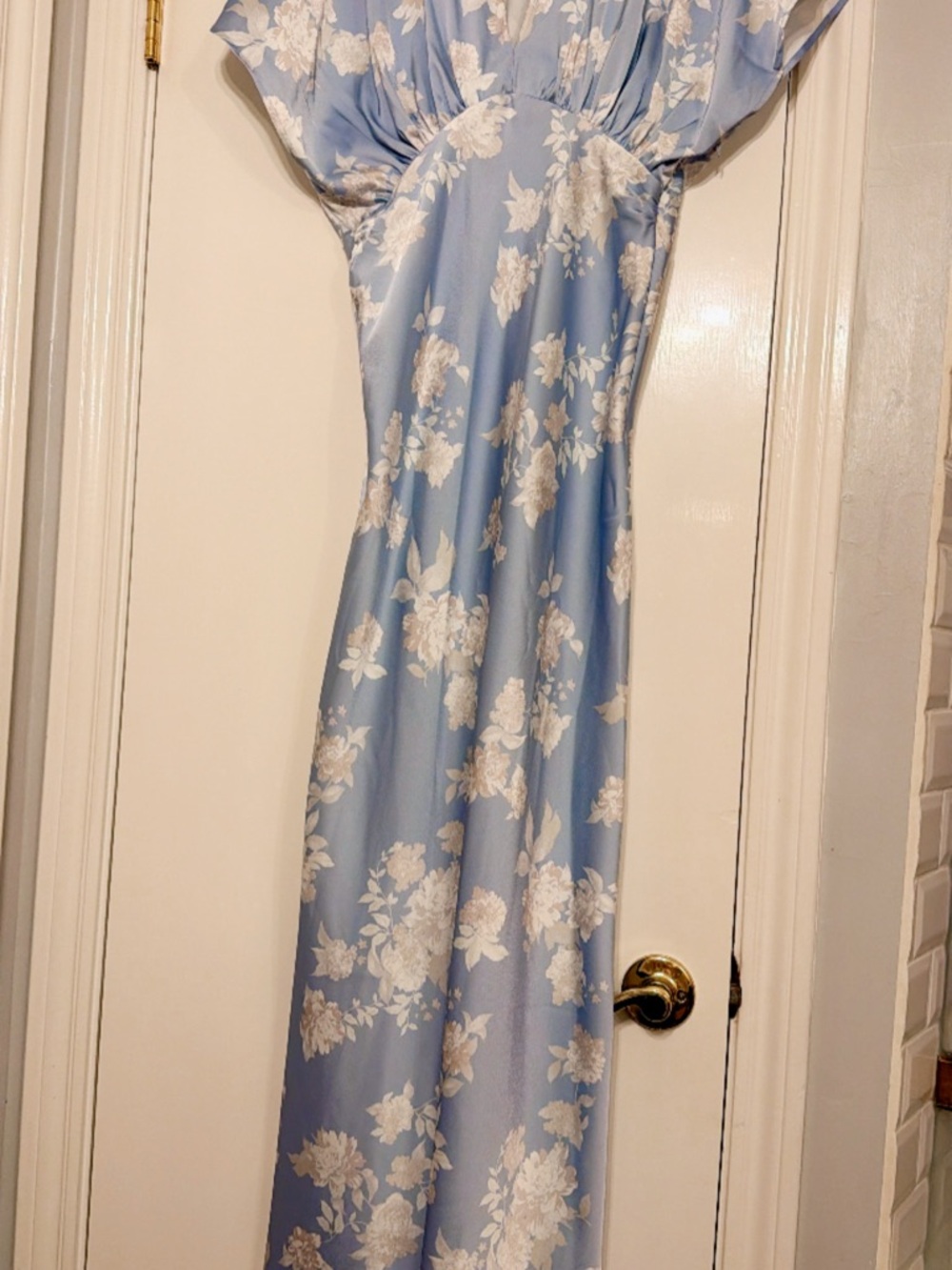 BHLDN Powder Blue Satin Floral Maxi Dress - Picture 8 of 8